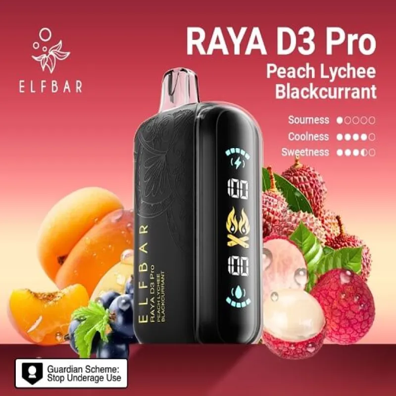 ELF BAR Raya D3 Pro – Peach Lychee Blackcurrant (30 000 Puffs)