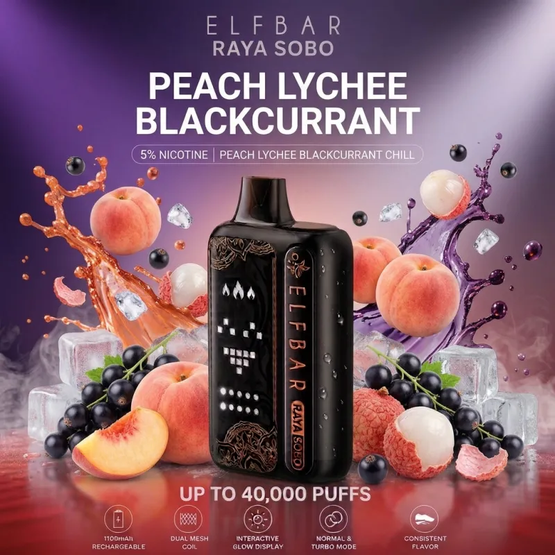 Elf Bar Raya SOBO 40K Puffs – Peach Lychee Blackcurrant